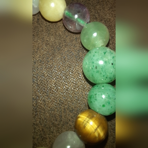 Gemstone mala bead bracelet and acrylic beaded bracelet - Picture 3 of 14